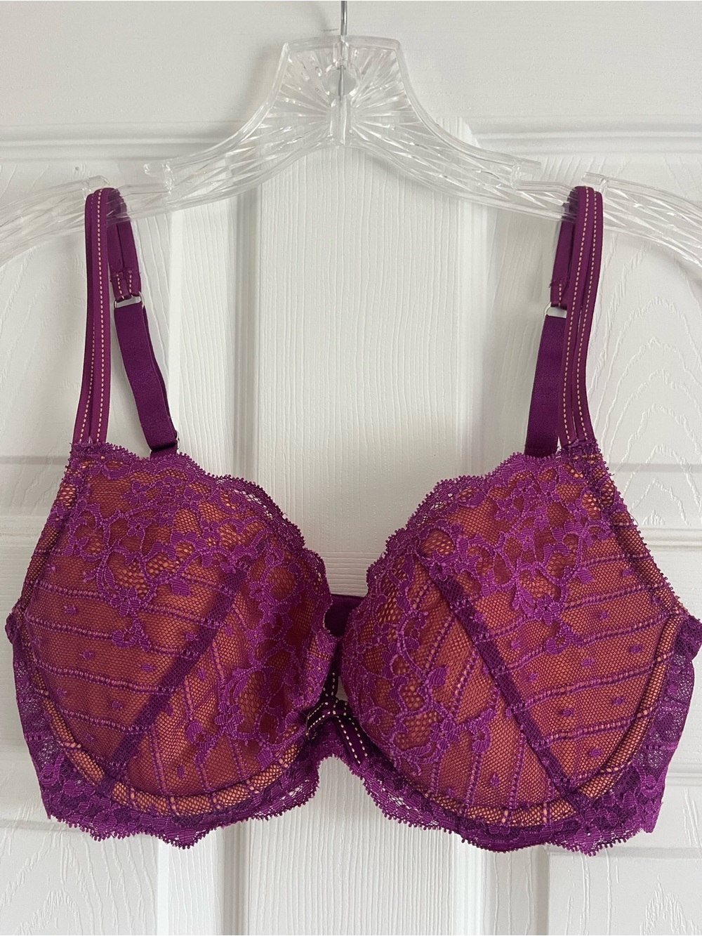 Chantelle 3082 Rive Gauche Push-Up Demi Bra 32DD Magenta NWOT